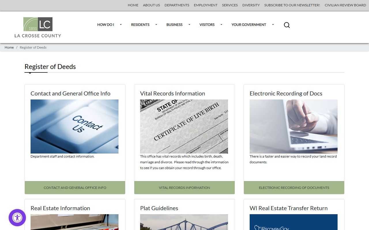La Crosse deed records county register of deeds office