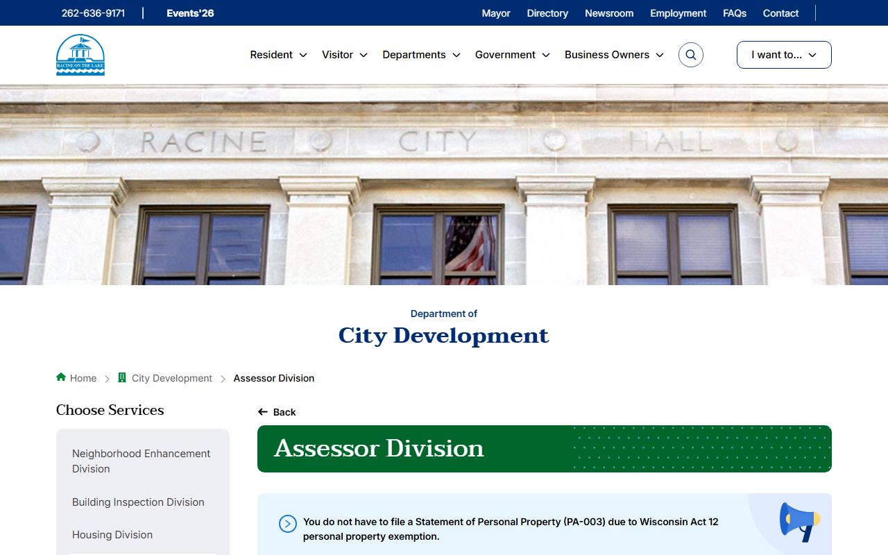 Racine city deed records assessor office