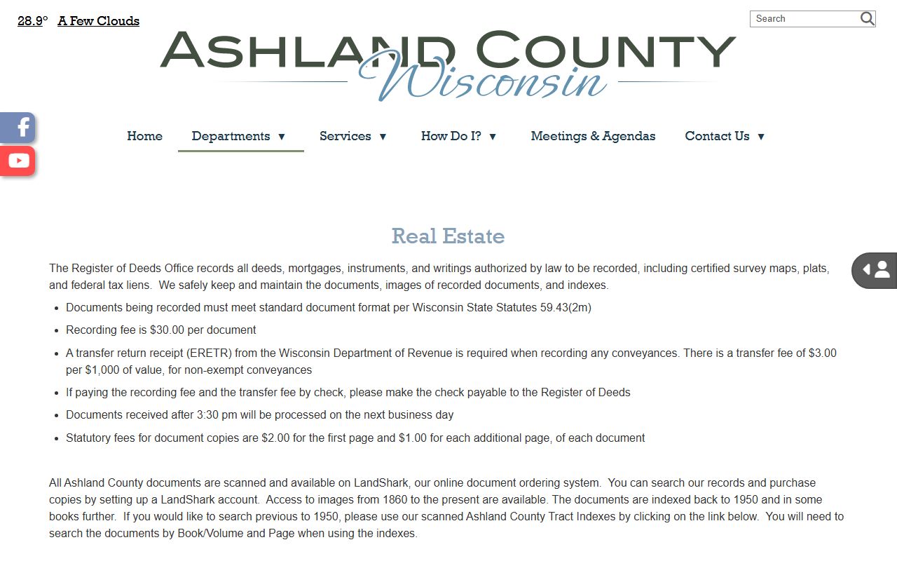 Ashland County deed records register of deeds office