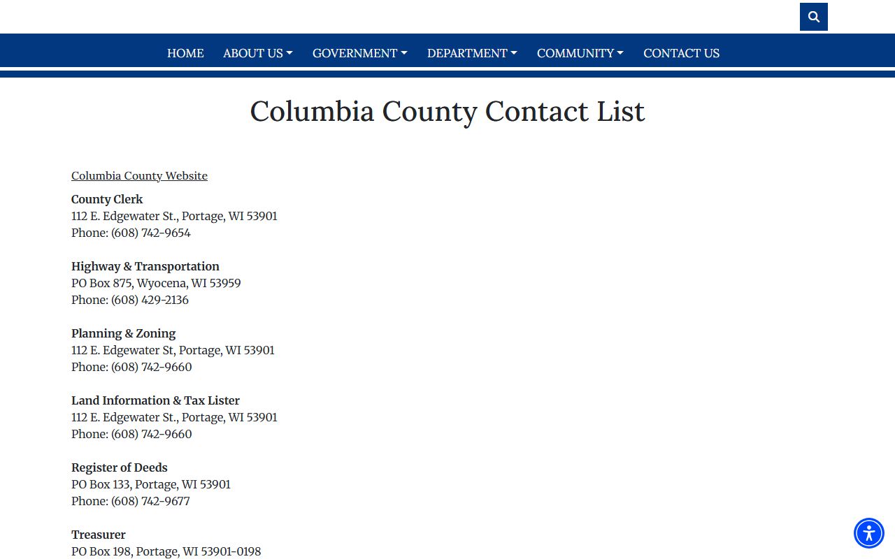 Columbia County deed records contact list