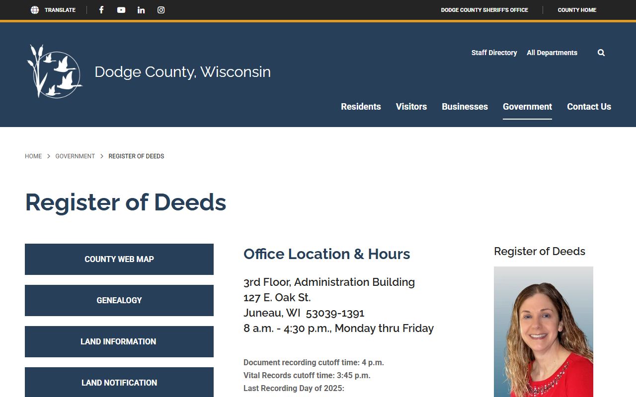 Dodge County deed records official register of deeds office