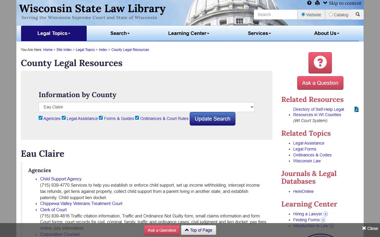 Eau Claire County deed records state law library