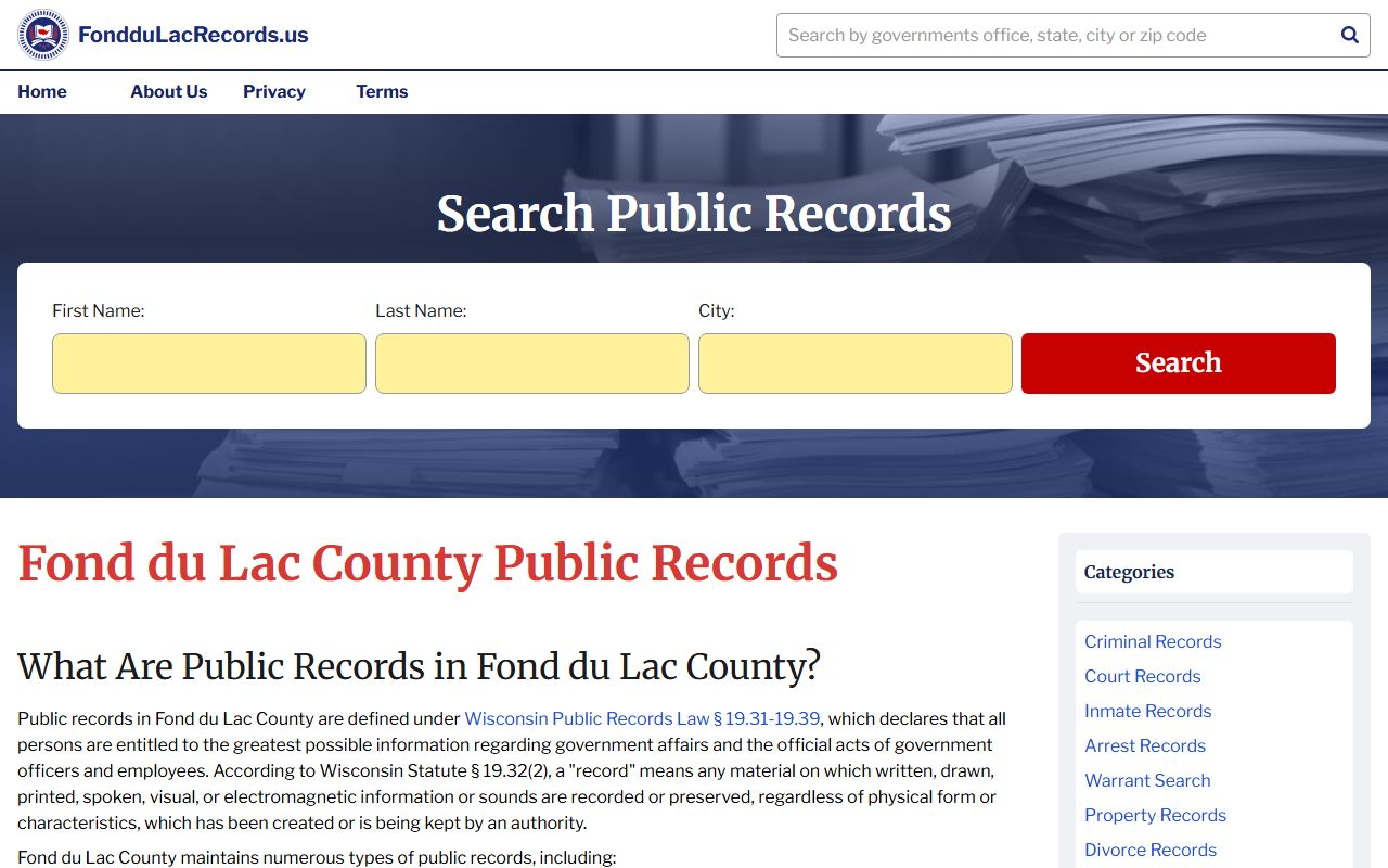 Fond du Lac County deed records public records lookup
