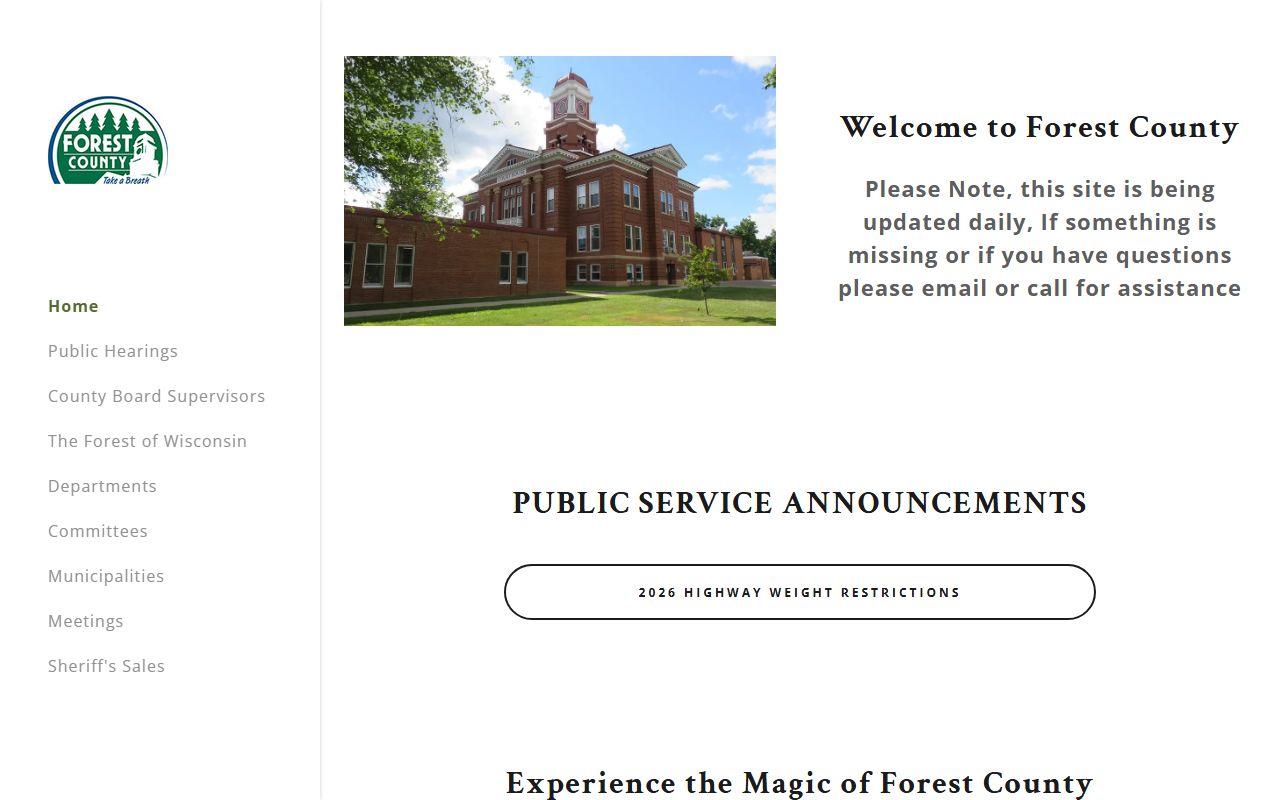 Forest County deed records county government office