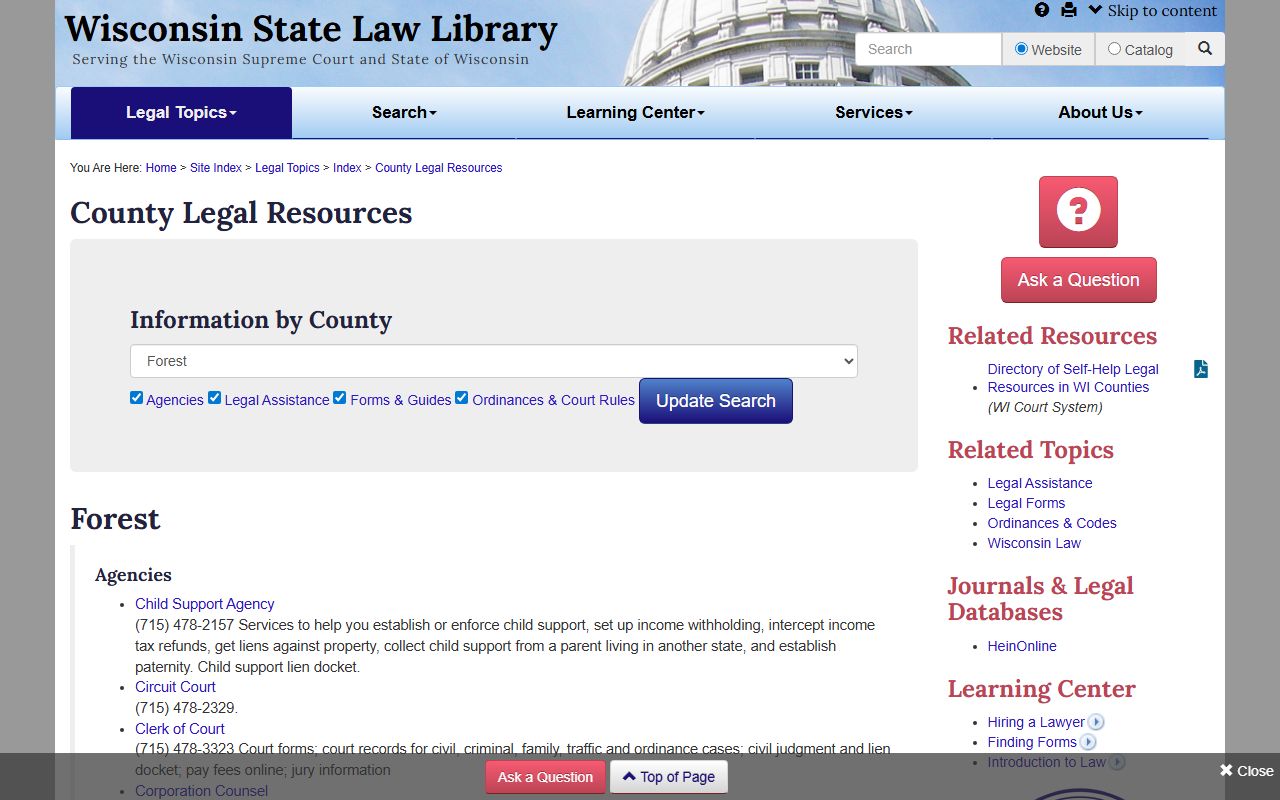 Forest County deed records Wisconsin State Law Library source