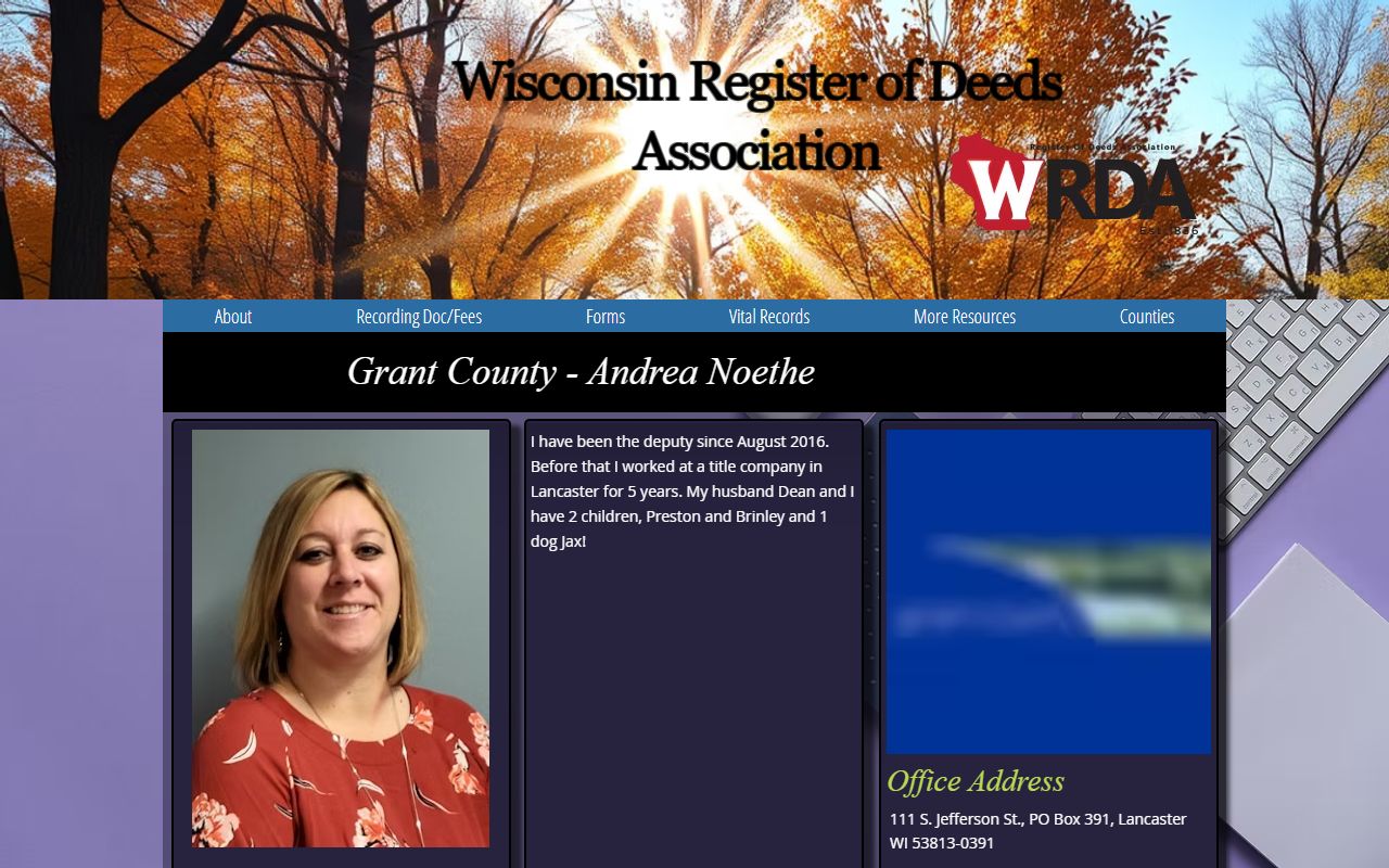 Grant County deed records Wisconsin register of deeds profile
