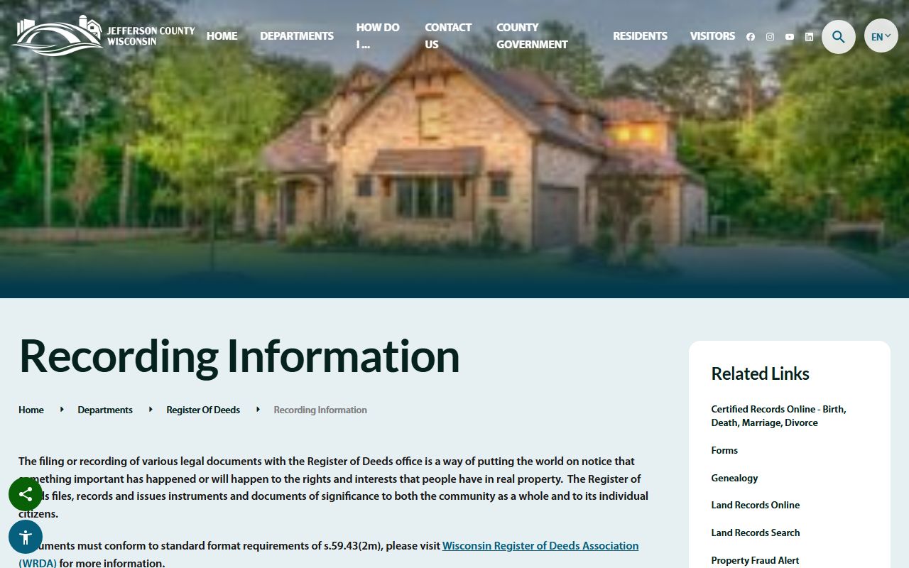Jefferson County deed records recording information page