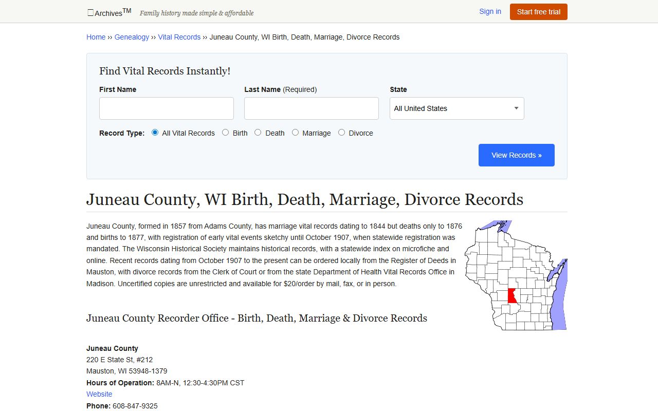 Juneau County deed records background image