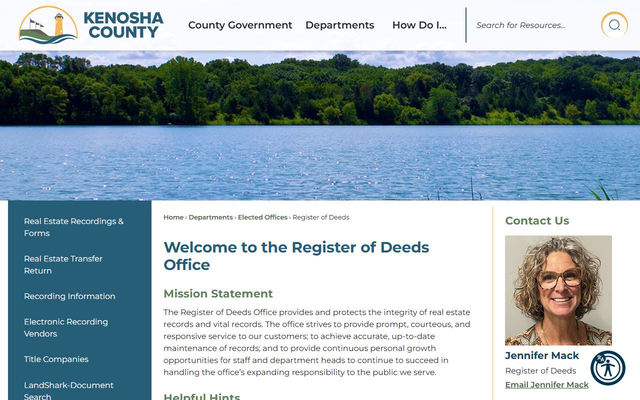 Kenosha County deed records register of deeds