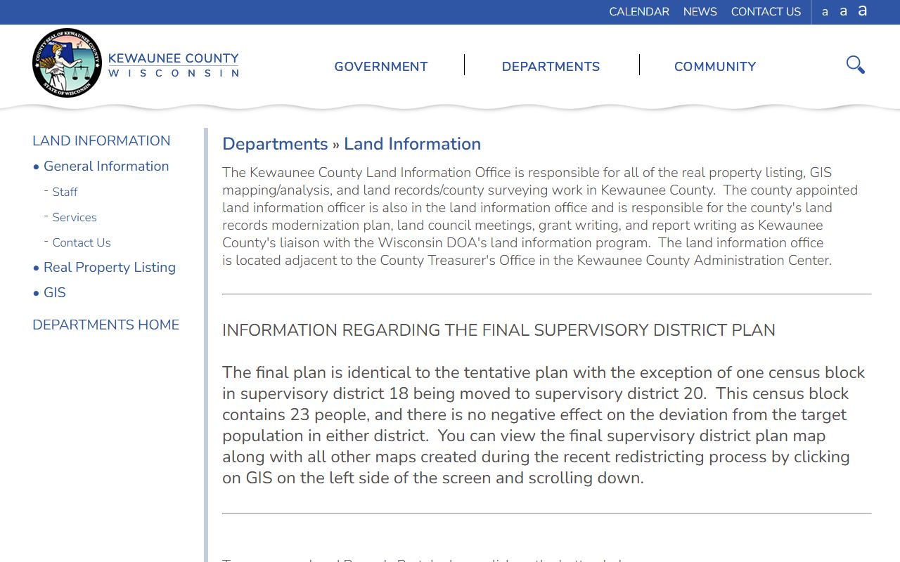 Kewaunee County deed records land information office