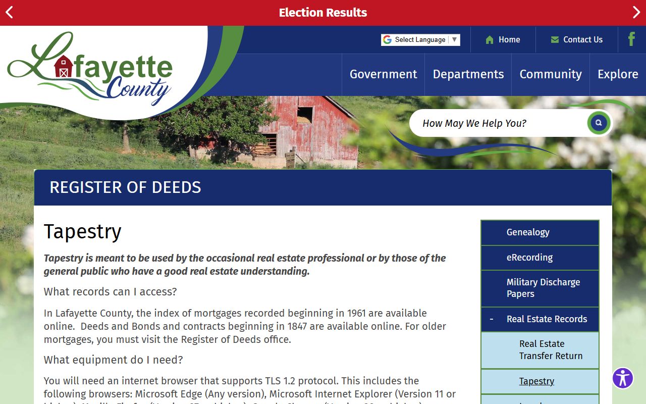 Lafayette County deed records Tapestry online access