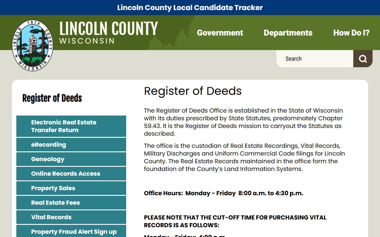 Lincoln County deed records register of deeds office
