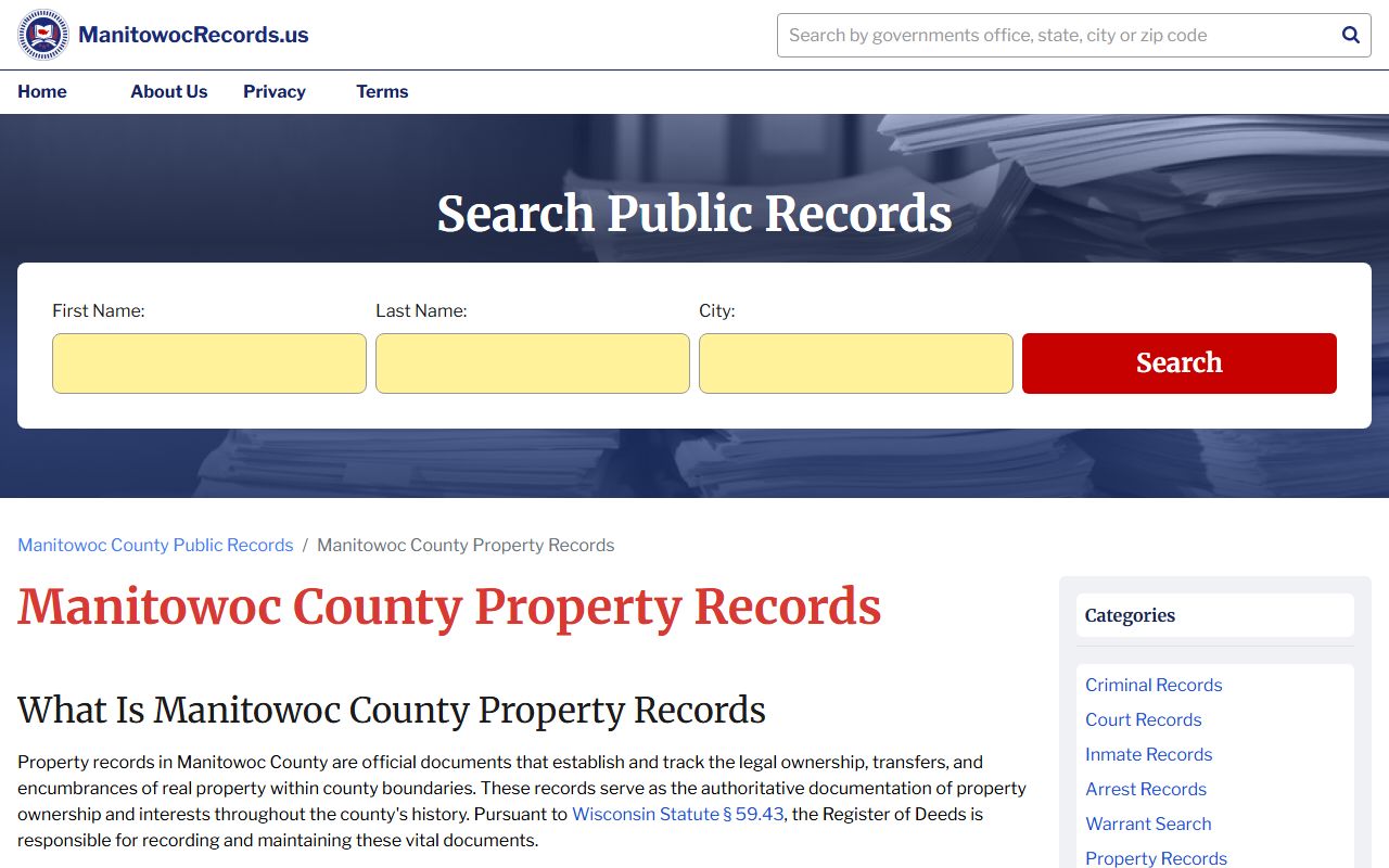 Manitowoc County deed records property records search