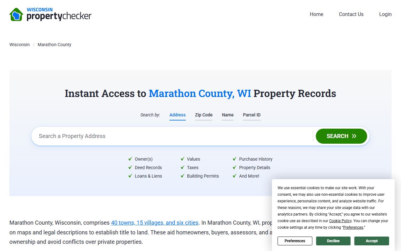 Marathon County deed records property records visual reference