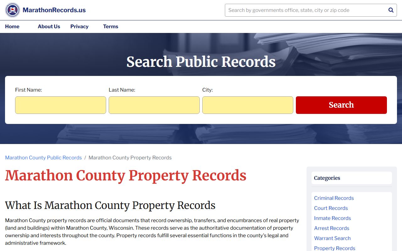 Marathon County deed records property records background