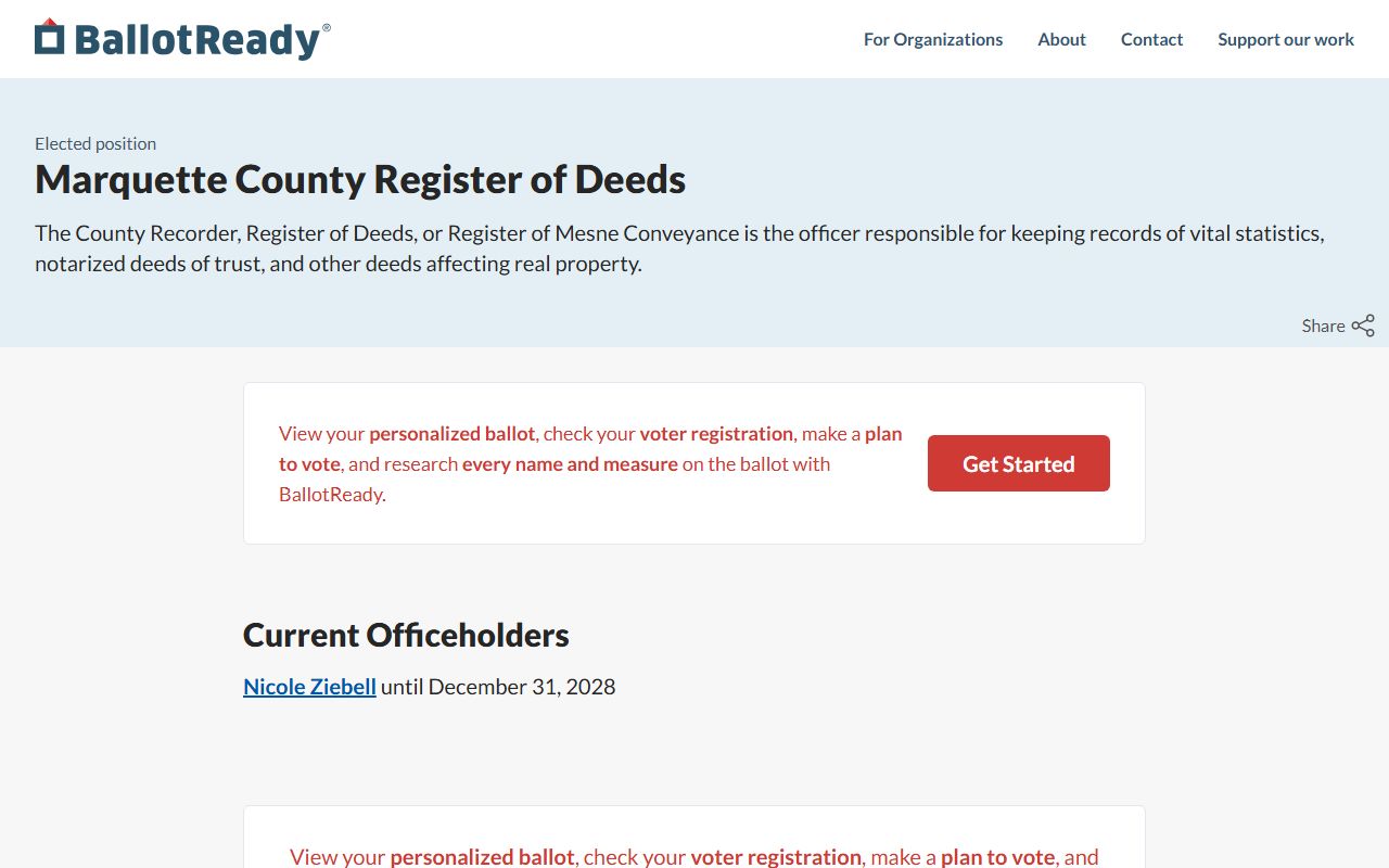 Marquette County deed records register of deeds office