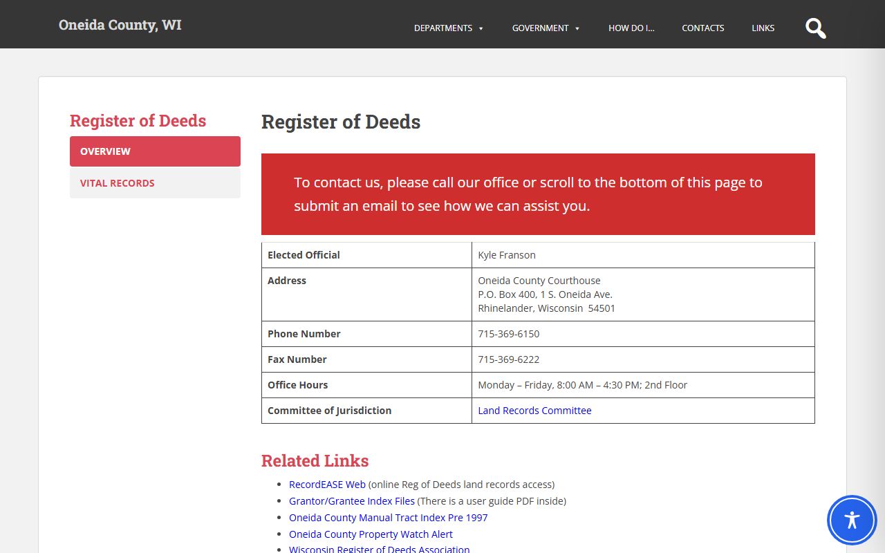 Oneida County deed records register of deeds