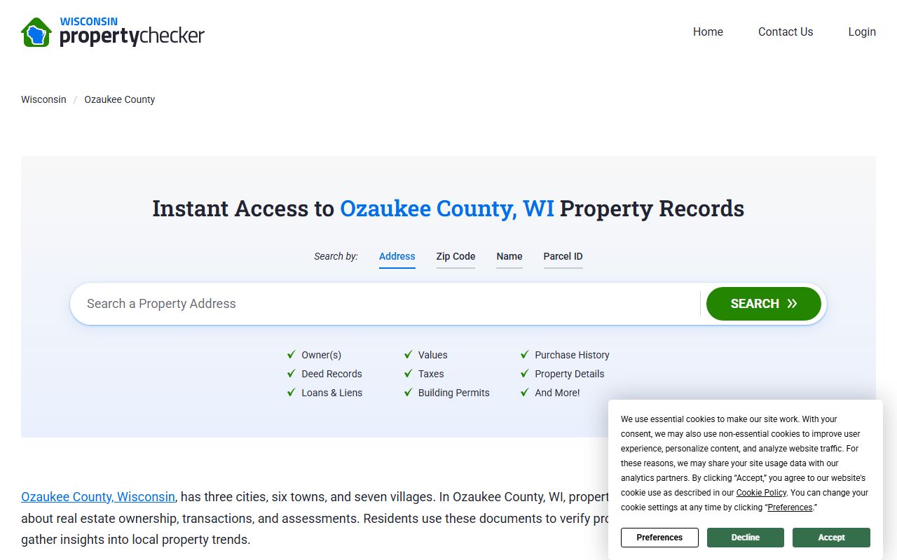 Ozaukee County deed records property records access