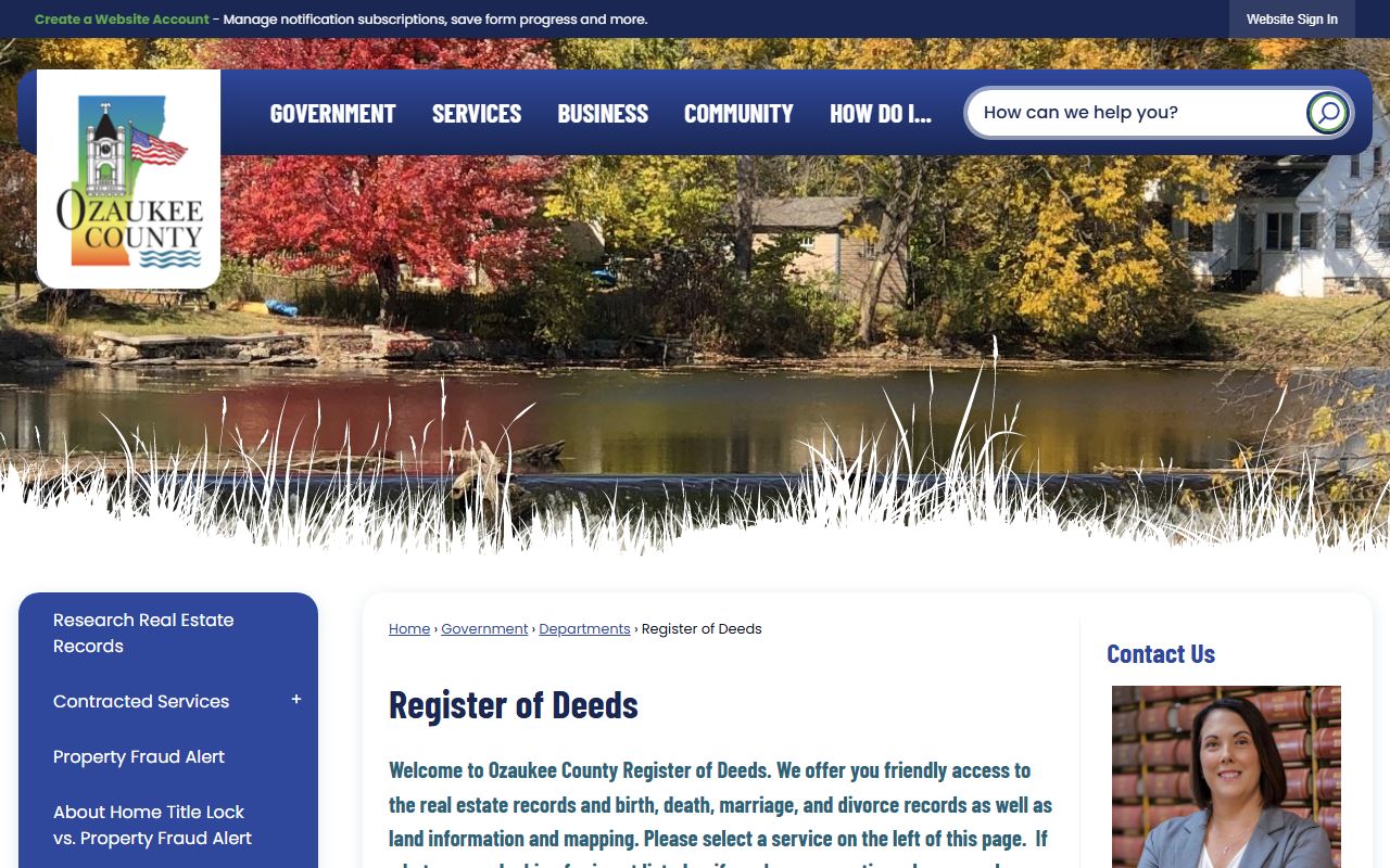 Ozaukee County deed records register of deeds office